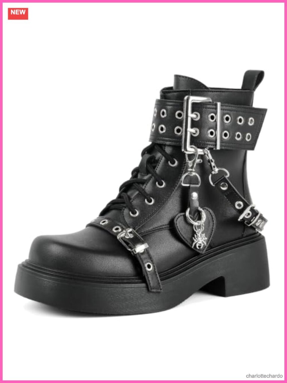 Parisuit Womens Goth Platform Ankle Boots Chunky Heel